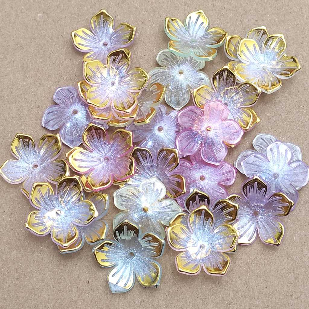 mote kelopak bunga list gold