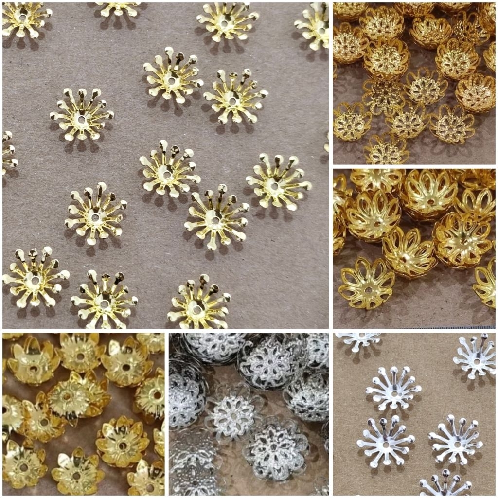 35 - 580pcs cangkang mahkota/mangkokan warna mas/gold bahan craft