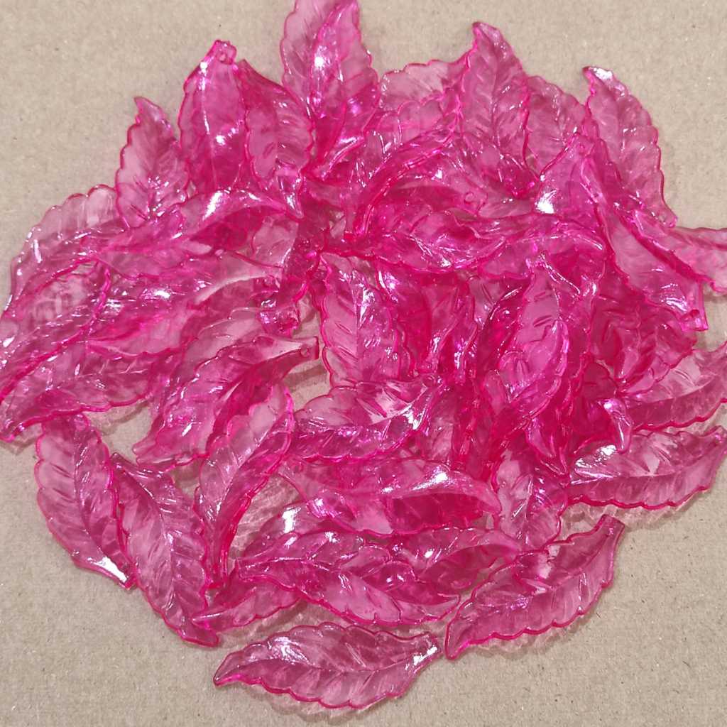 28pcs manik daun lavender bening warna bahan prakarya