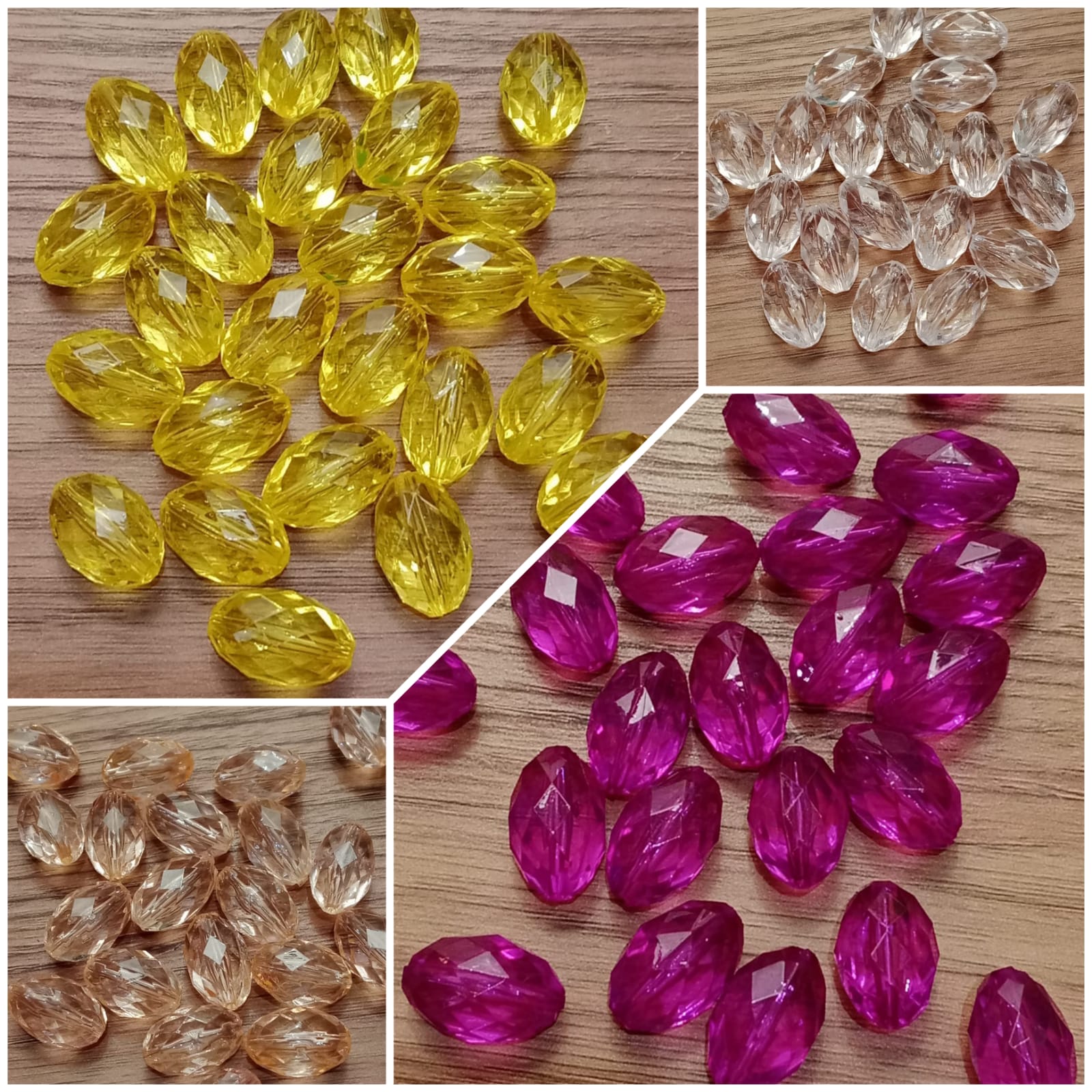 15pcs Manik akrilik oval bahan aksesoris