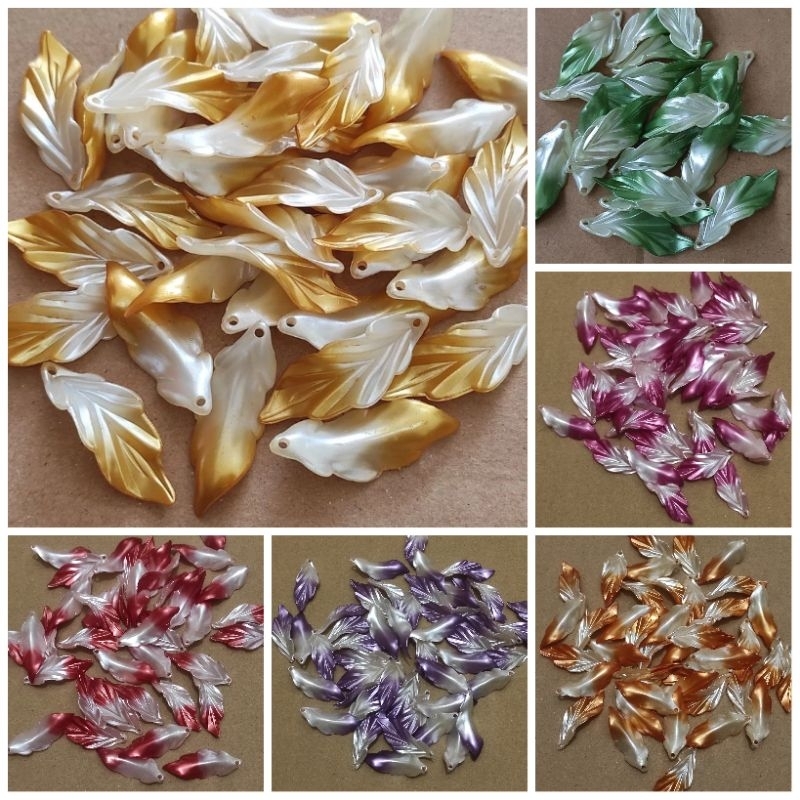 35pcs daun plintir mutiara gradasi