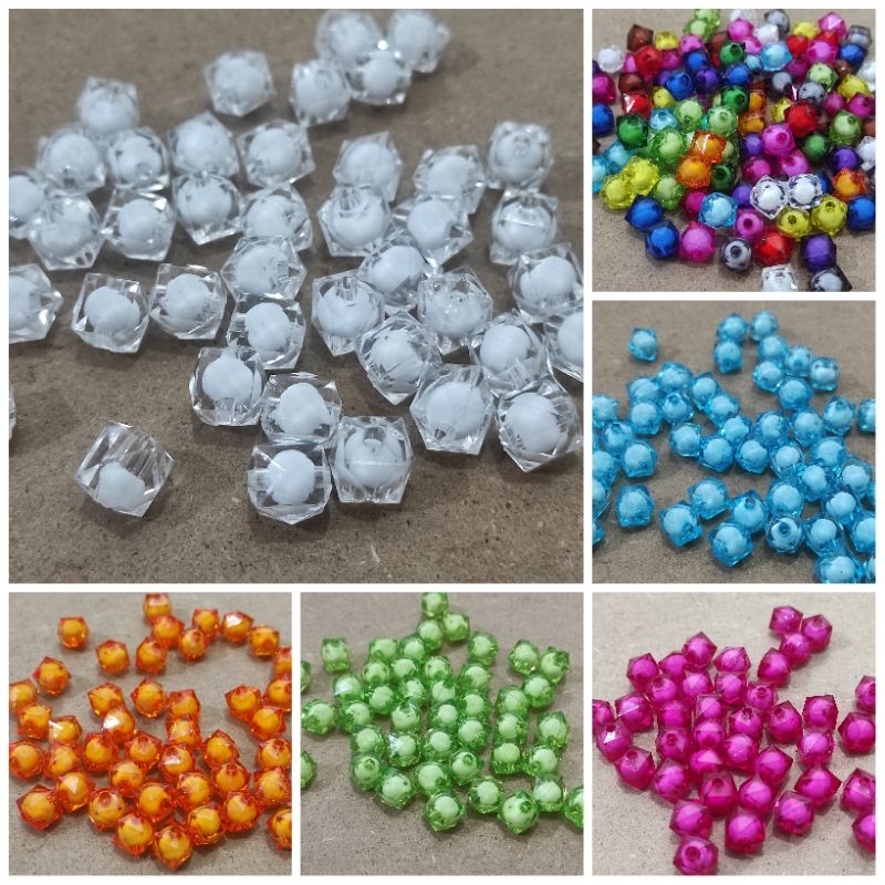 50 - 100pcs manik kotak isi uk 10 dan 8