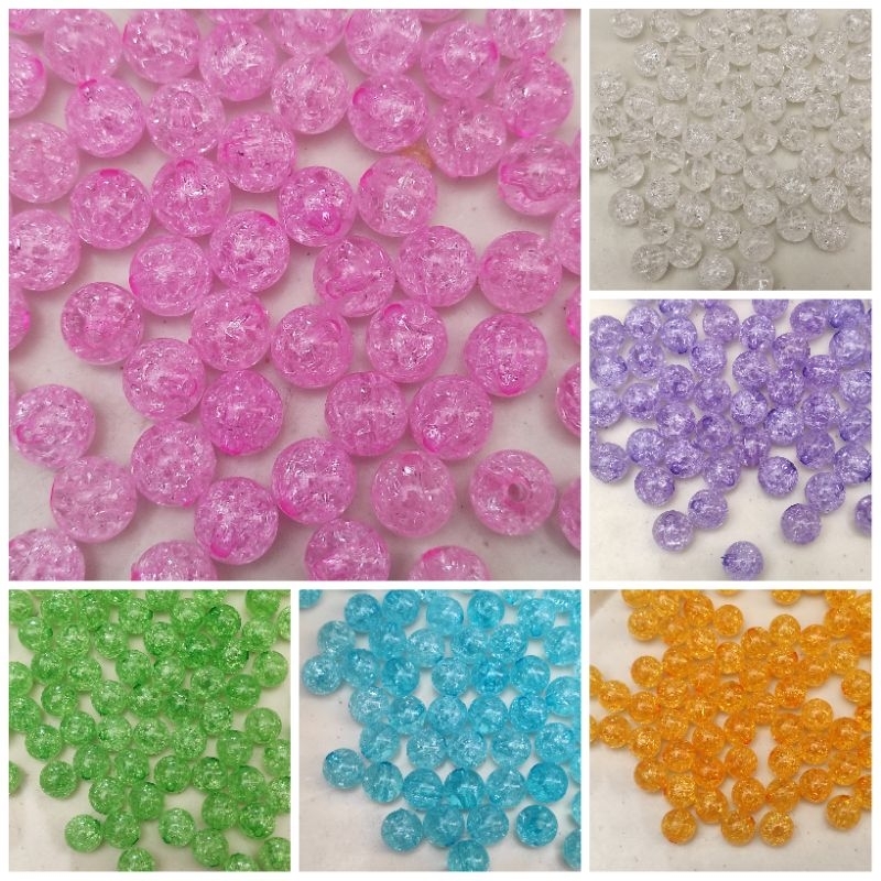 45pcs - 200pcs mote motif kaca retak uk 6 8 dan 10mm