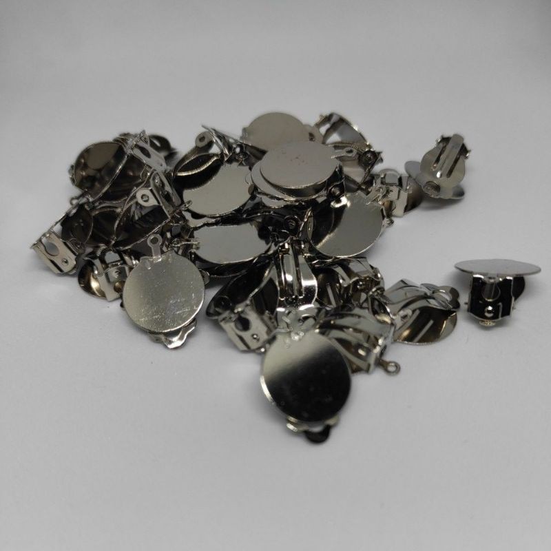6pasang bahan craft anting jepret bulat bahan aksesoris