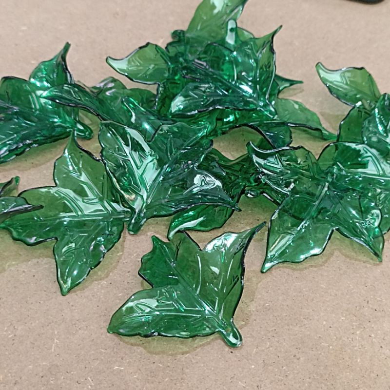 9pcs manik manik daun lebar tiga jari melamin