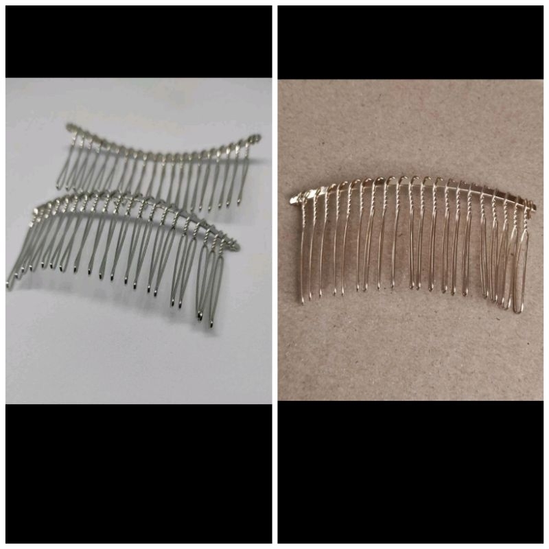 2pcs sirkam besi silver ukuran 8x4 bahan aksesoris