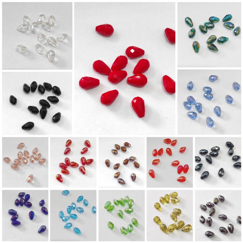 24pcs kristal tetes tembus besar ukuran 10x15