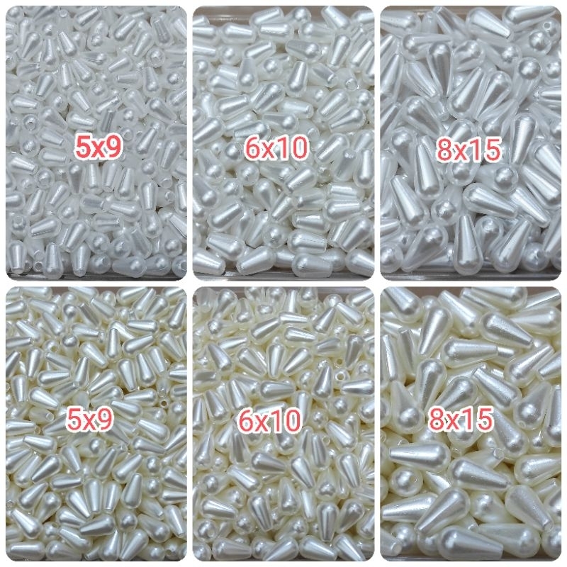36pcs-250pcs tetes mutiara lubang tembus putih dan bw
