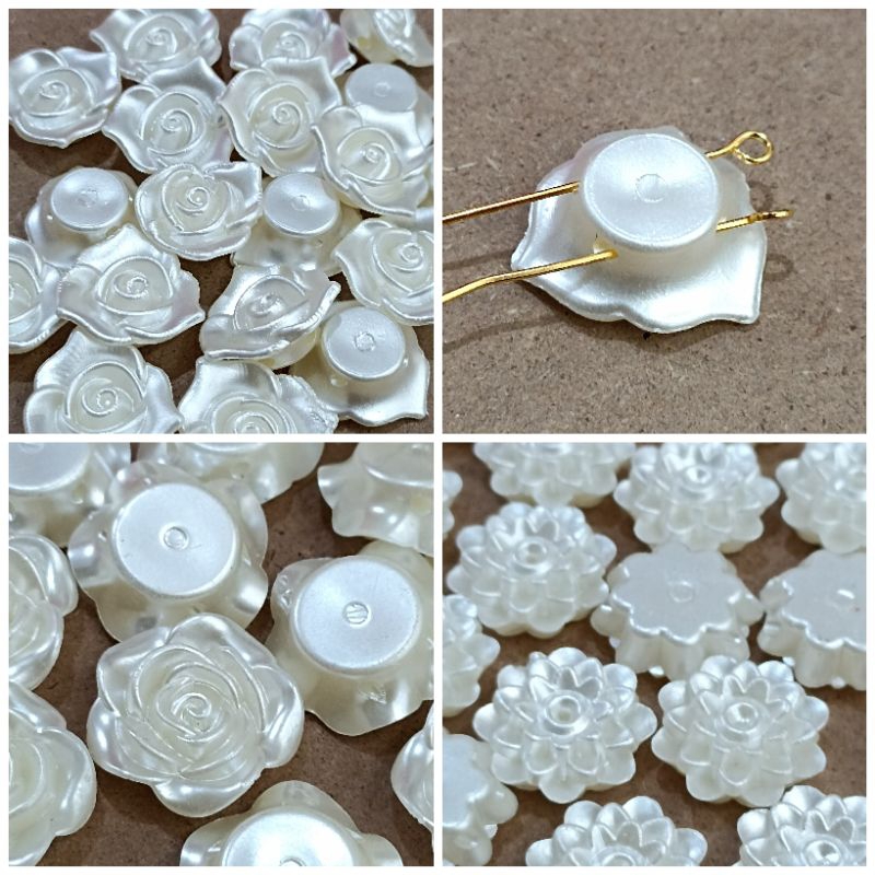 10-18pcs putik mawar mutiara lubang dua