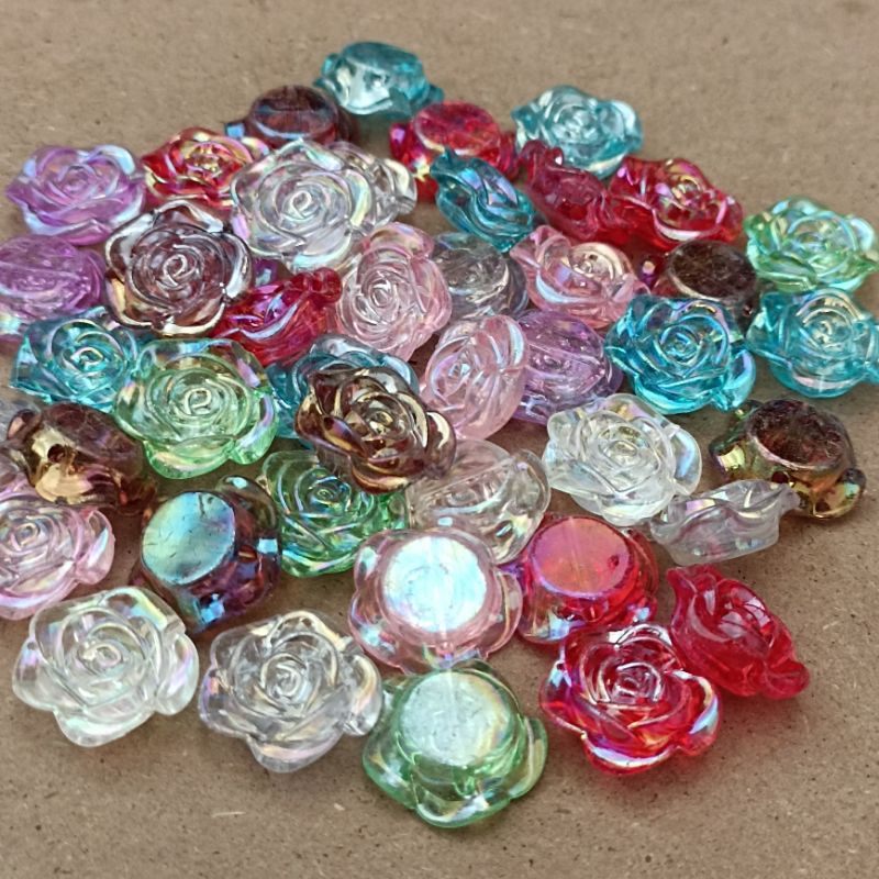 20pcs manik bunga mawar blink blink 2cm