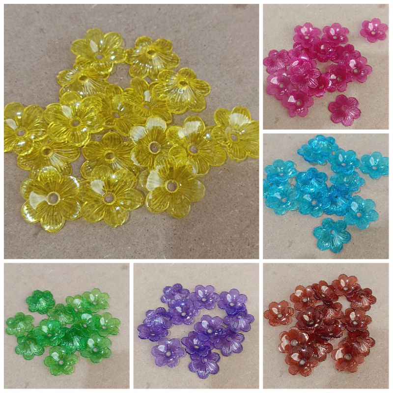 16pcs kelopak bunga mekar bening lubang besar