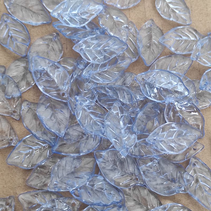 34pcs manik manik daun biru bahan craft