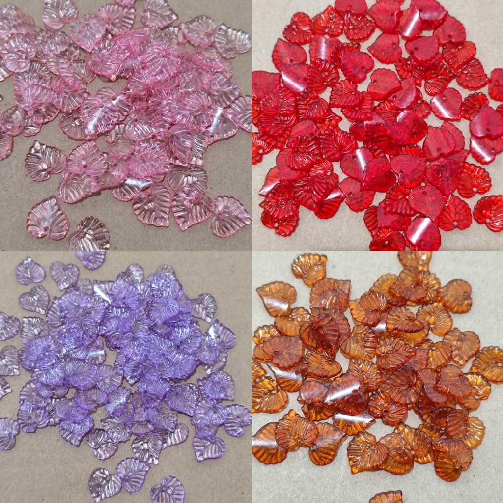 90pccs daun love kecil akrilik bening warna