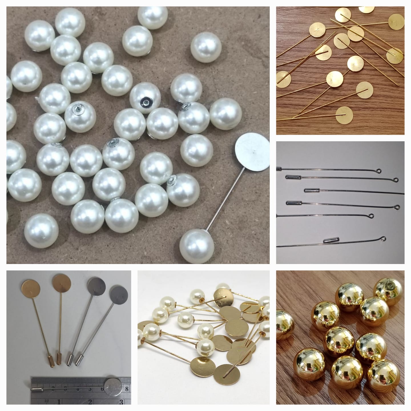 10pcs peniti tuspin plat dan tutup tuspin mutiara bahan aksesoris