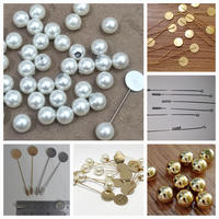 10pcs peniti tuspin plat dan tutup tuspin mutiara bahan aksesoris